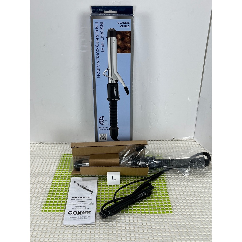 Conair Instant Heat 1 Inch Curling Iron Classic Curls Black New Damaged Box L‎